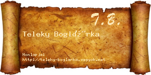 Teleky Boglárka névjegykártya